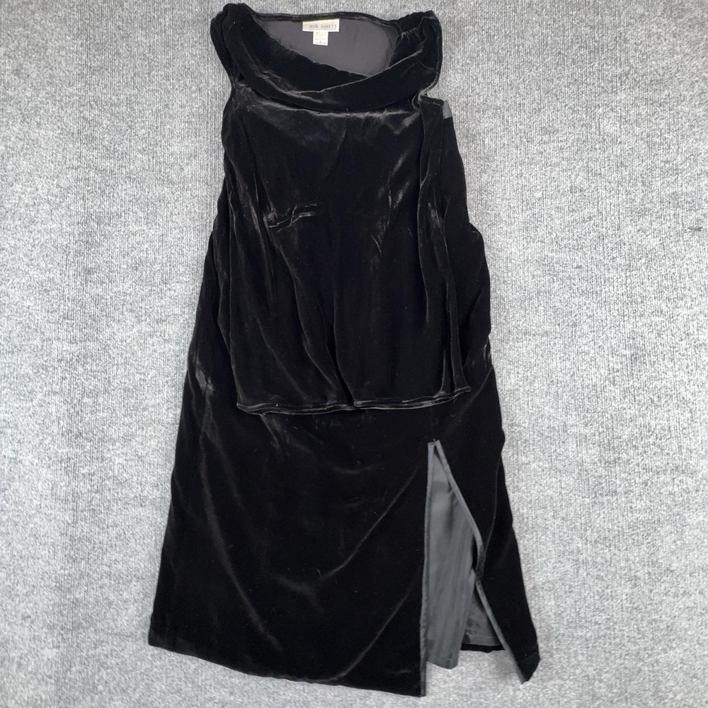 Silk Assets Diane Von Furstenberg Skirt Tank Set Womens M Black Velour 2 Piece